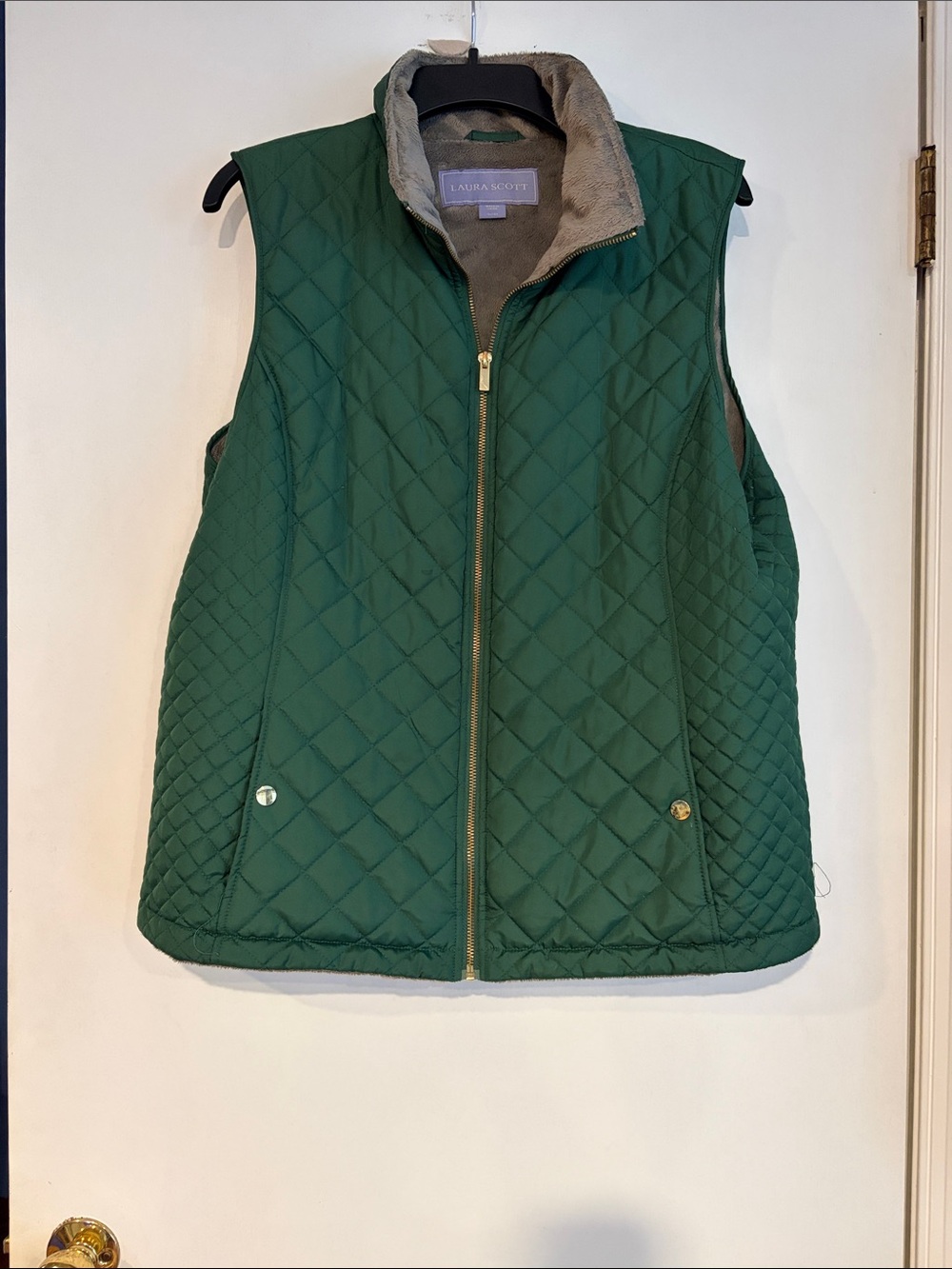 Laura Scott Quilted Forest Green Sleeveless Vest
